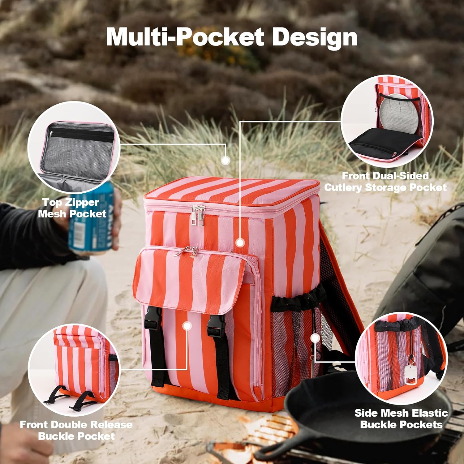 DYSHAYEN Cooler Backpack,Lightweight Backpack Cooler Insulated Leak Proof,30 Cans Soft Cooler Bag for Beach,Camping,Beach,Picnic,Lunch