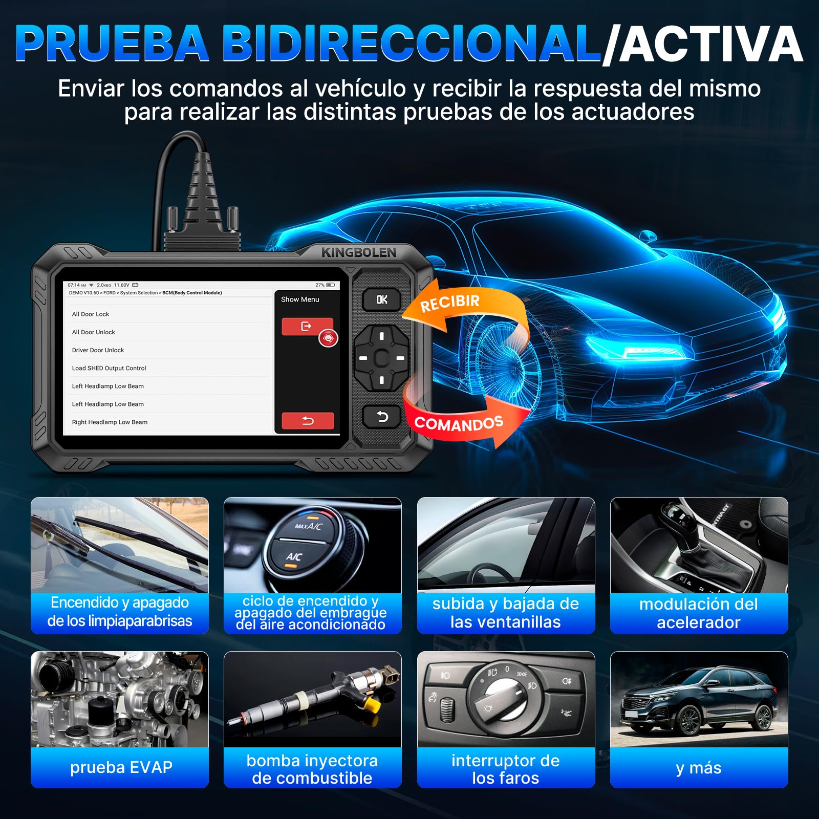 KINGBOLEN S6 Elite OBD2 Diagnosis Coche Multimarca, Bidireccional Maquina Diagnosis Coche,Sistema Completo Diagnosis 15+Reajustes, CANFD, FCA, Vin Automático, Actualizaciones gratuitas
