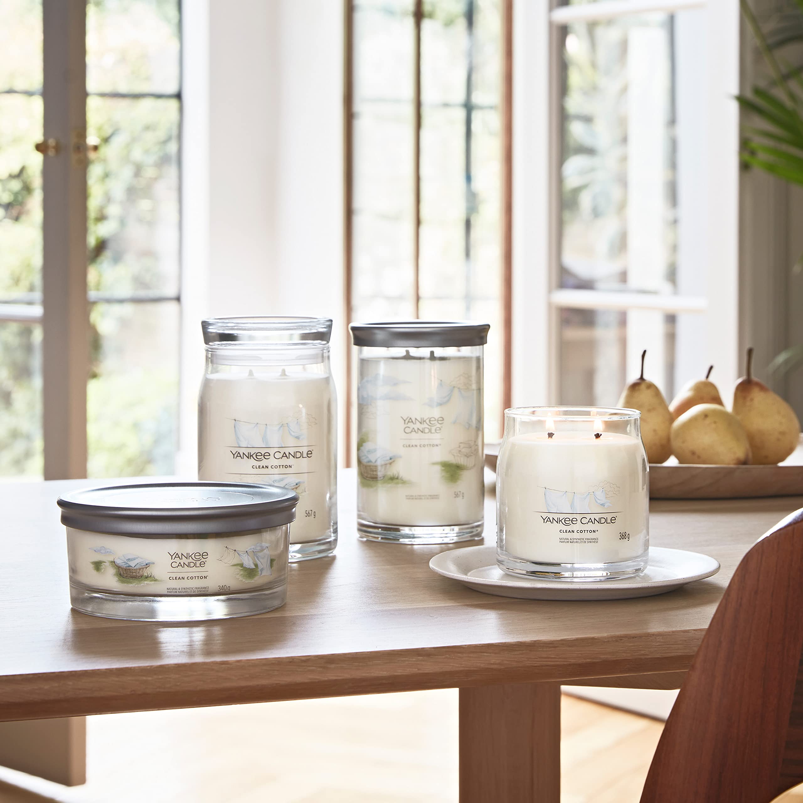 Yankee Candle Signature candela profumata | Cotone pulito in tumbler grande | Candele di miscela di cera di soia lunga durata | regalo perfetto per le donne