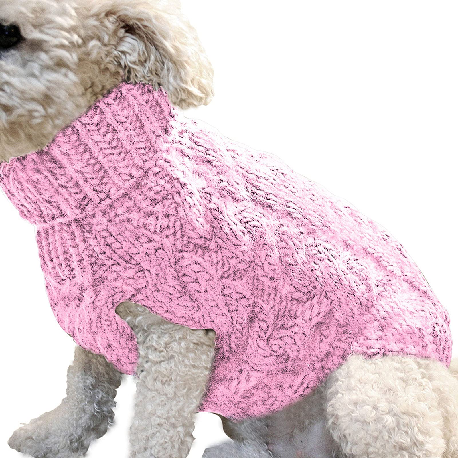 Dog Jumpers Soft Warm Outfit Dog Sweaters Warmer Thickening Pullover Knitwear Crochet Coat Clothes Puppy Cat Cold Weather Knitted Clothes for Small Medium Large Dogs (Pink, XL)