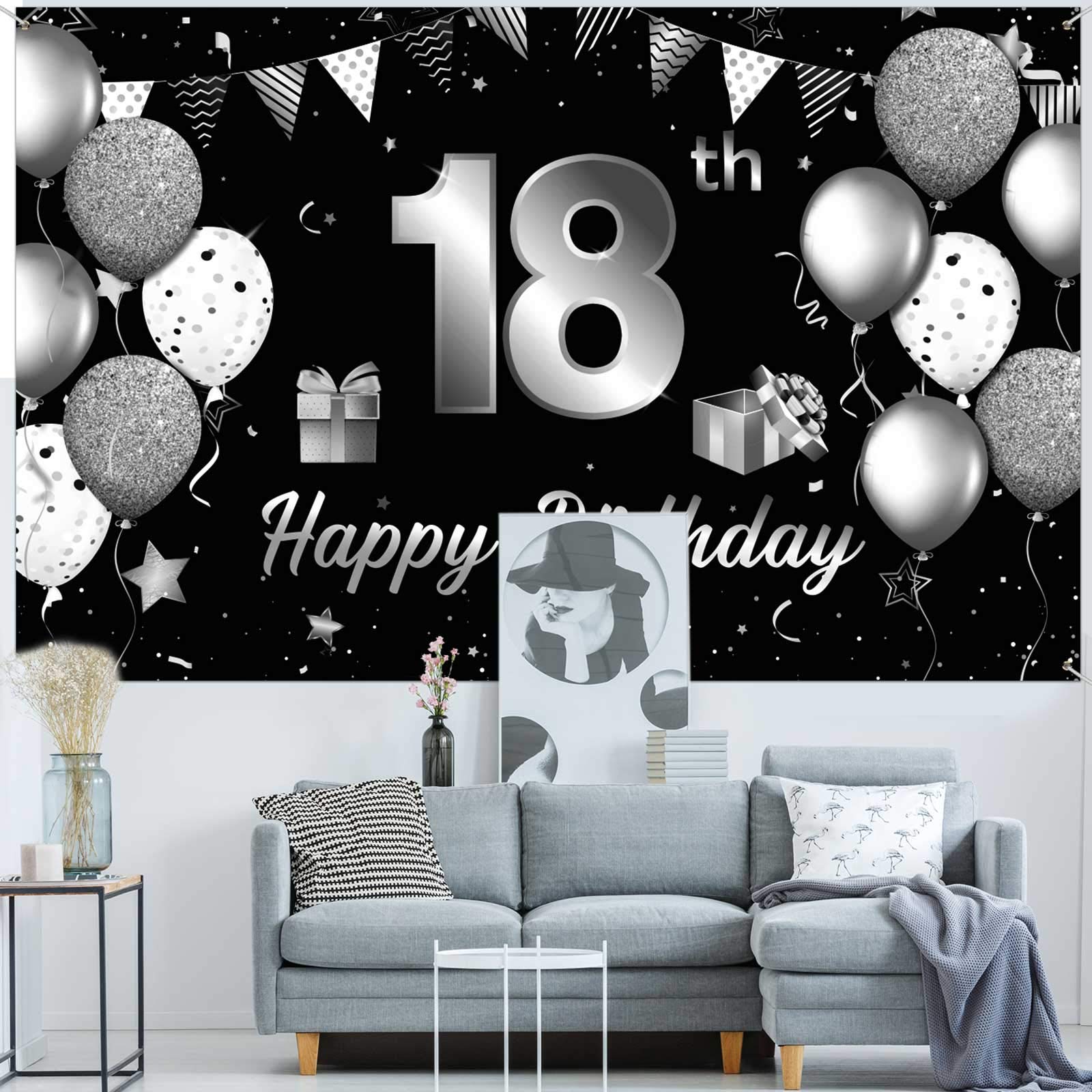 Happy 18th Birthday Banner – Glitzer-Deko Zum Erwachsenwerden (schwarz, Zum Zusammenstecken)