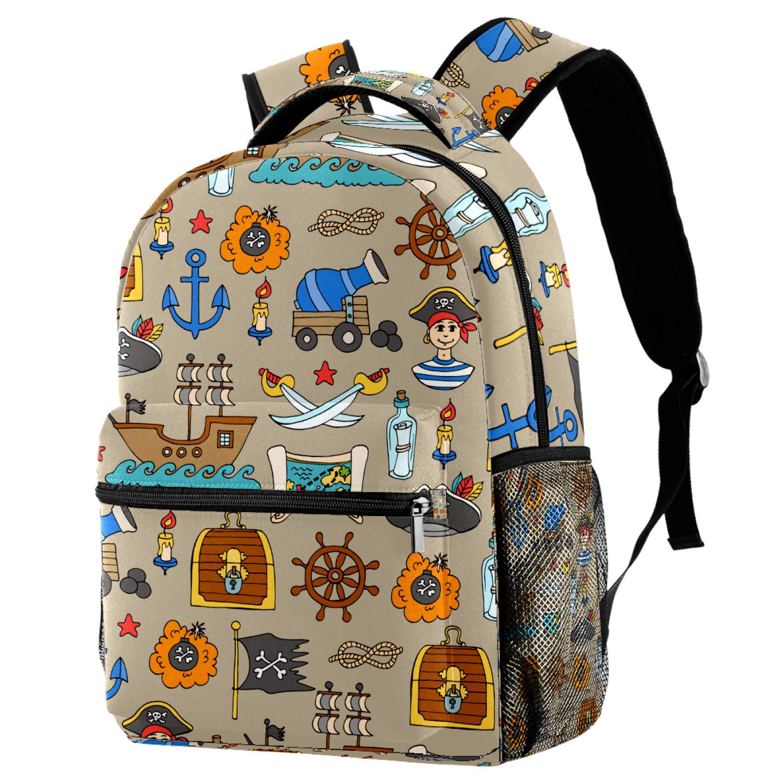 Lazen Color8 Lightweight Backpack College School Bag Laptop Daypack For Adults And Kids Casual Rucksack Pirates Adventures