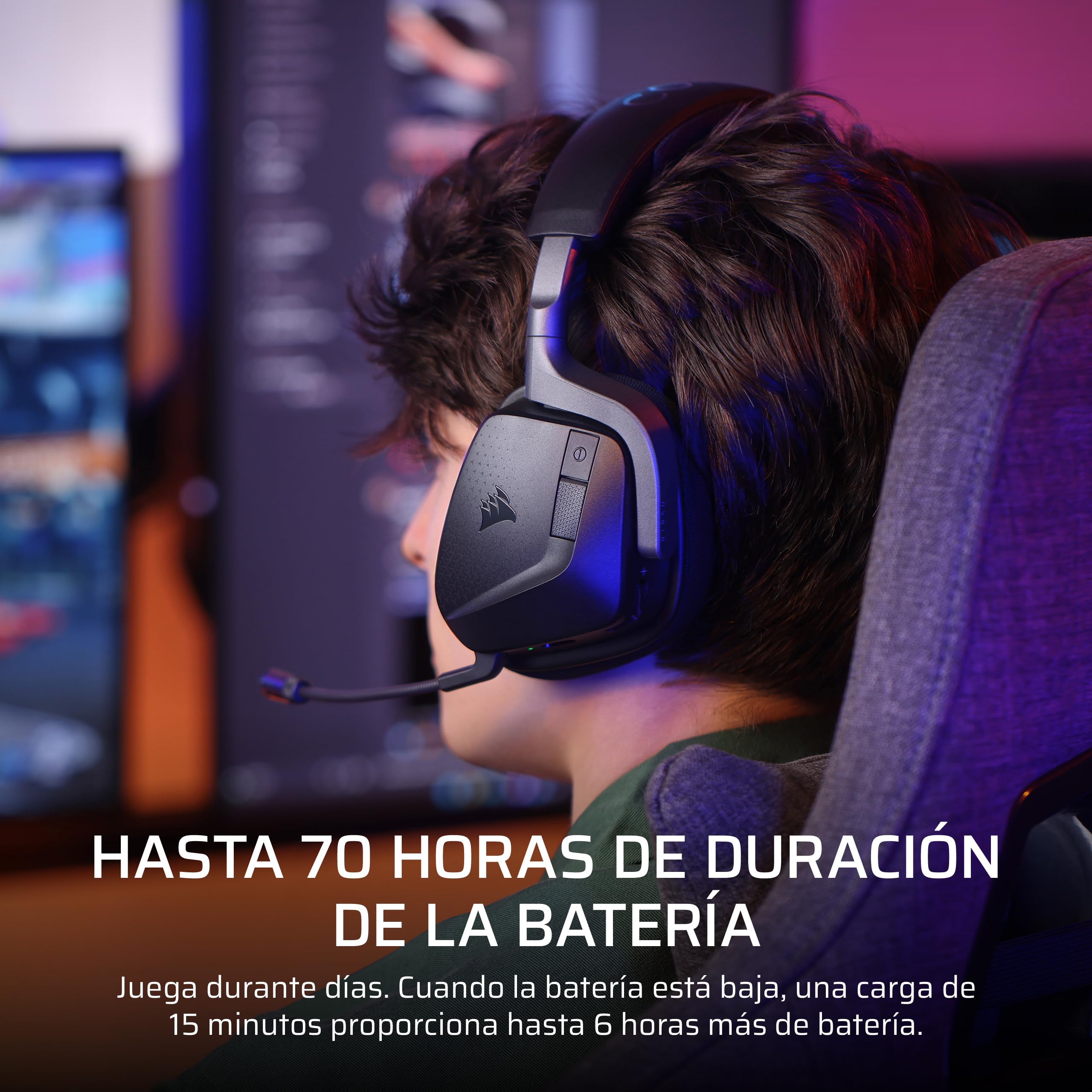 Corsair Void v2 MAX Wireless Bluetooth Auriculares Gaming para Xbox – 2,4 GHz, Dolby Atmos, hasta 70 Horas de Batería, Carga Rápida, Micrófono Nítido, Controles en el Auricular – Carbono