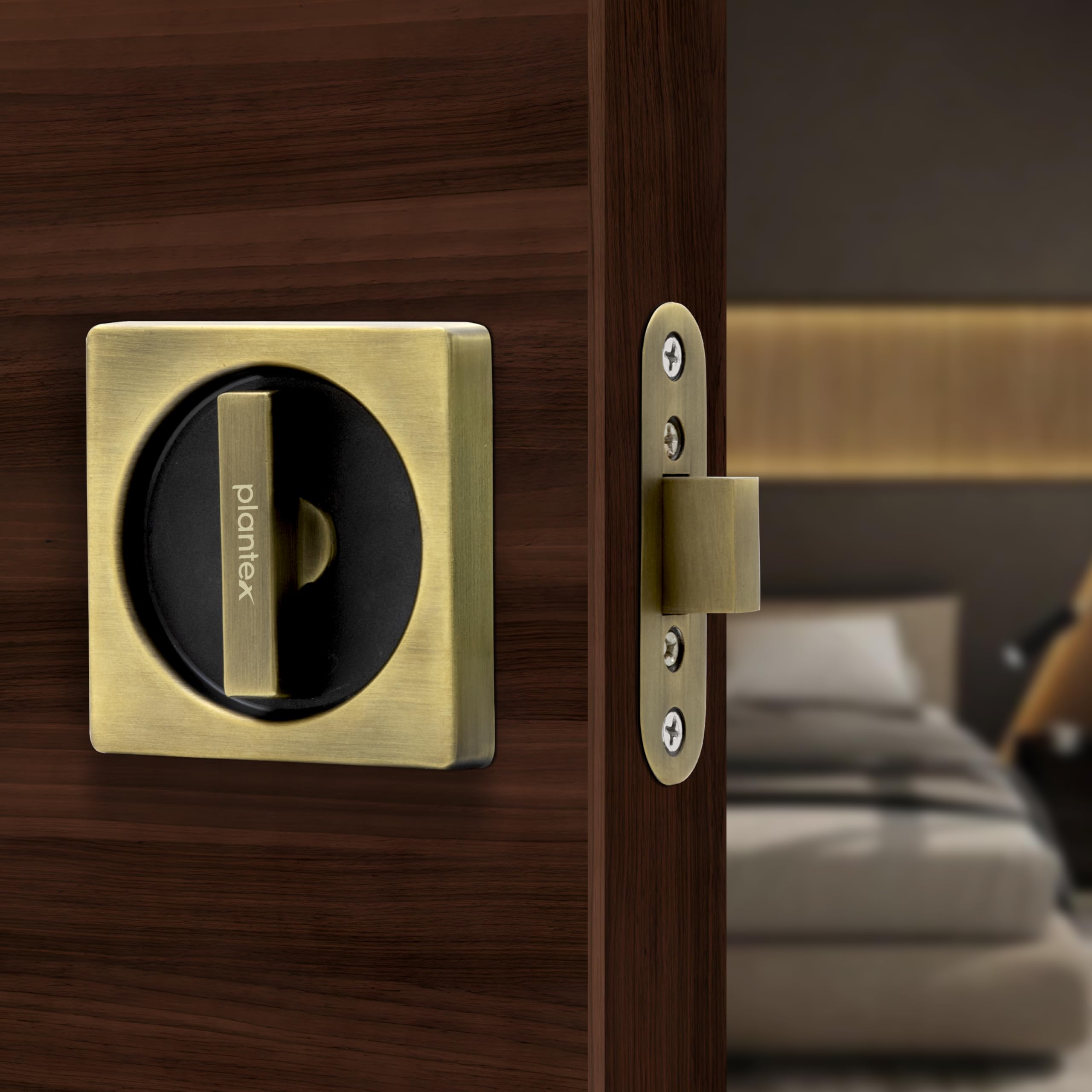 Door Lock Latch/Zinc Alloy Baby Latch for Bathroom/Door Latch Lock/Baby Latch Door Chitkani Home/Bedroom - (DTM-620, Brass Antique and Black)