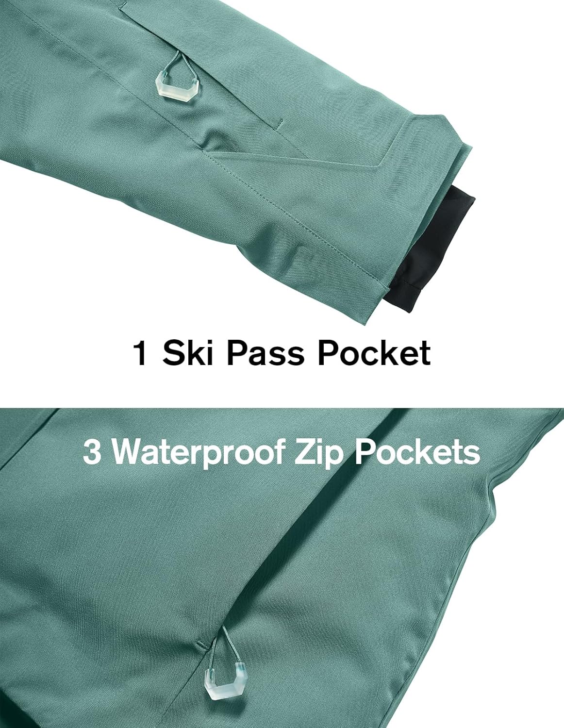 fit space Women's Pro Ski Jacket, Waterproof 15K Snowboard Jacket, Insulated Winter Coat with Helmet Hood & Armpit Vents - Image 8