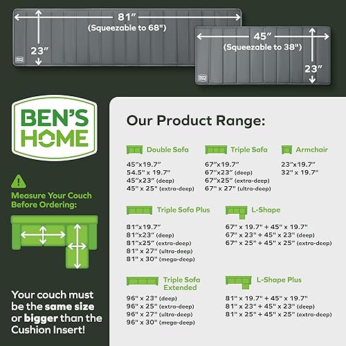 Miniatura 52 de Tablero de soporte de cojín seccional resistente – Repara instantáneamente el asiento de sofá hundido 19.7 x 81 + 45 pulgadas Inserto de madera