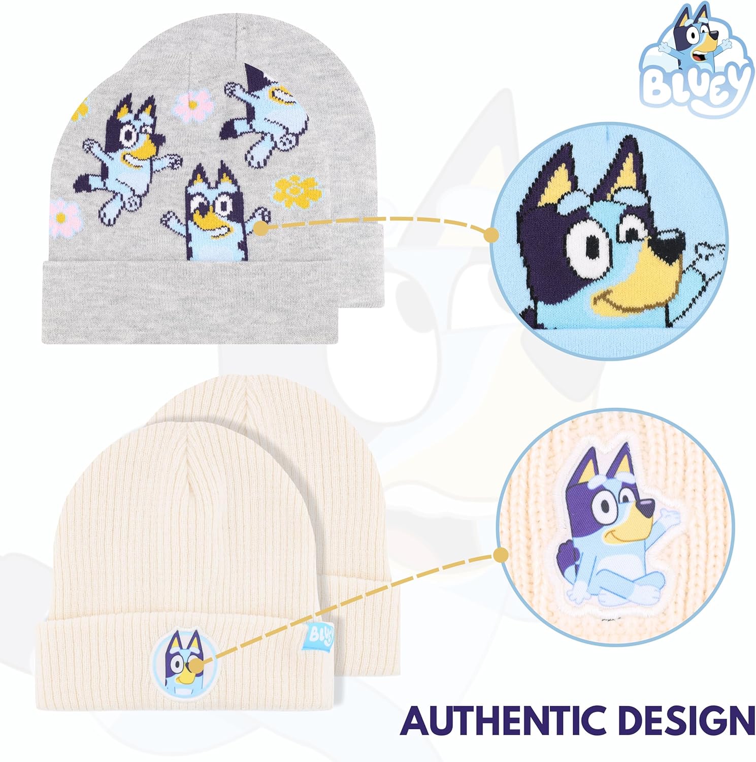 Bluey Toddler Winter Hat 2-Pack – Soft Knit Beanies with Warm Cuffed Design – Cozy Hats for Boys & Girls Ages 2–5 - Image 4