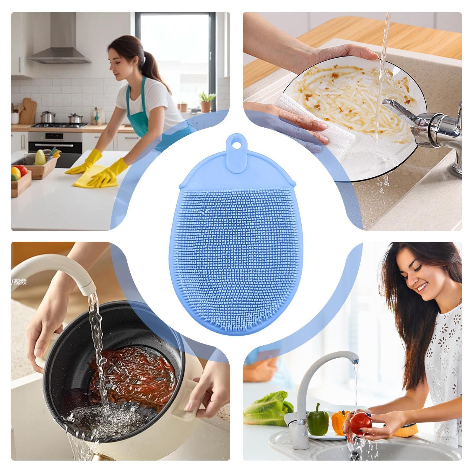 Spugna Lavapiatti in Silicone Abrasivo | Spugna a Doppia Faccia per Piatti su Lavelli, Pentole, Padelle, Piani Cottura, Frutta, Verdura, Lavaggio e Pulizia