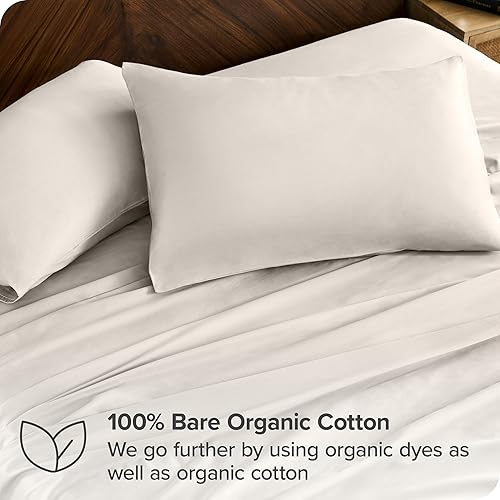 Miniatura 3 de Bare Home Juego de sábanas extralargas 100 % de algodón orgánico, tejido satinado suave, transpirable y refrescante, juego de lujo de hotel, sábanas