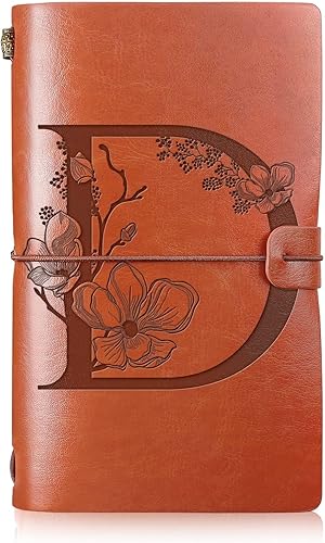 Miniatura 9 de Booson Diario de viaje inicial de cuero, cuaderno personalizado con monograma, regalos de apreciación, diario recargable y personalizado