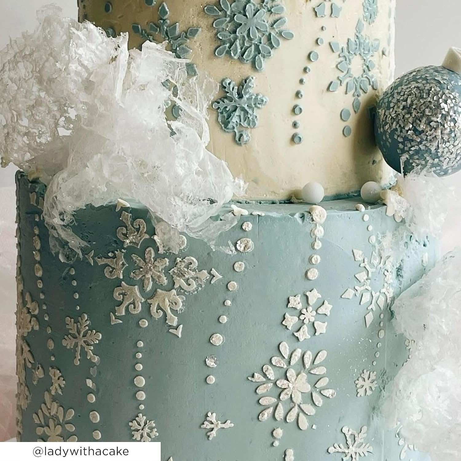 Lacupella Snowflake Holiday Cake Decorating Stencil for Christmas New Year and Seasonal Celebration (SNOWE)