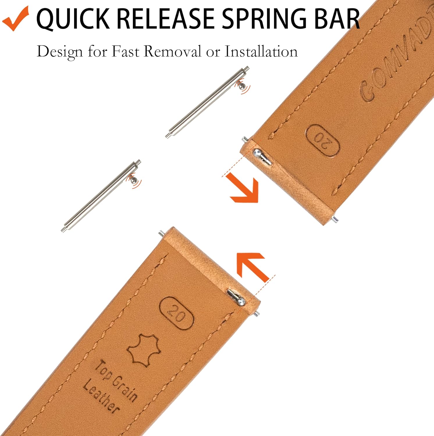 Tuscany Italian Leather Watch Band, Full Grain Vegetable Tanned Genuine Leather Strap, Quick Release Replacement Watch Band for Men and Women, Thick Soft Vintage18/19/20/21/22/24mm