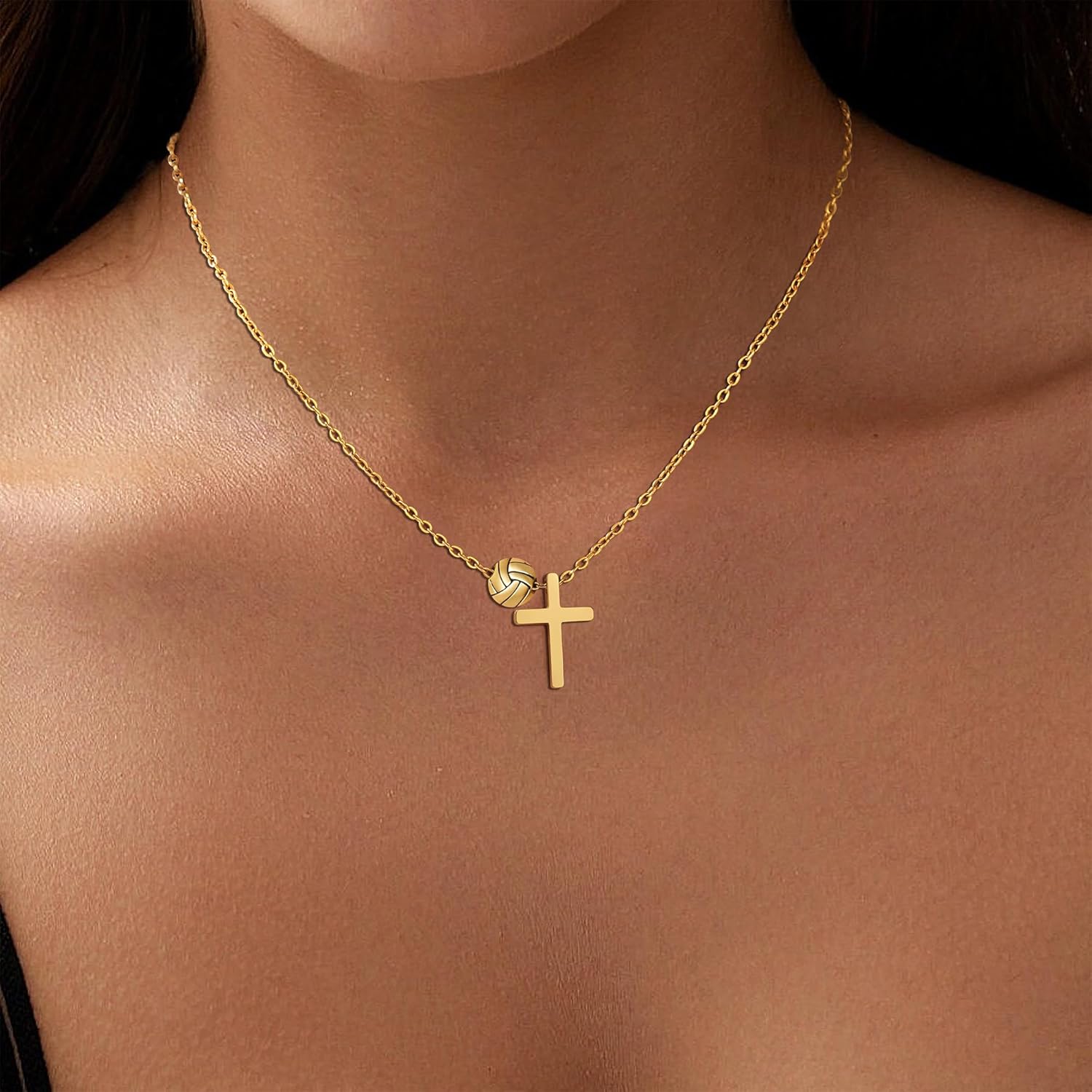 JoycuFF 𝐕𝐨𝐥𝐥𝐞𝐲𝐛𝐚𝐥𝐥 𝐍𝐞𝐜𝐤𝐥𝐚𝐜𝐞 𝐆𝐢𝐟𝐭𝐬 for Teens Women, Cross Volleyball Stuff Neckalce Gifts for Team - Image 2