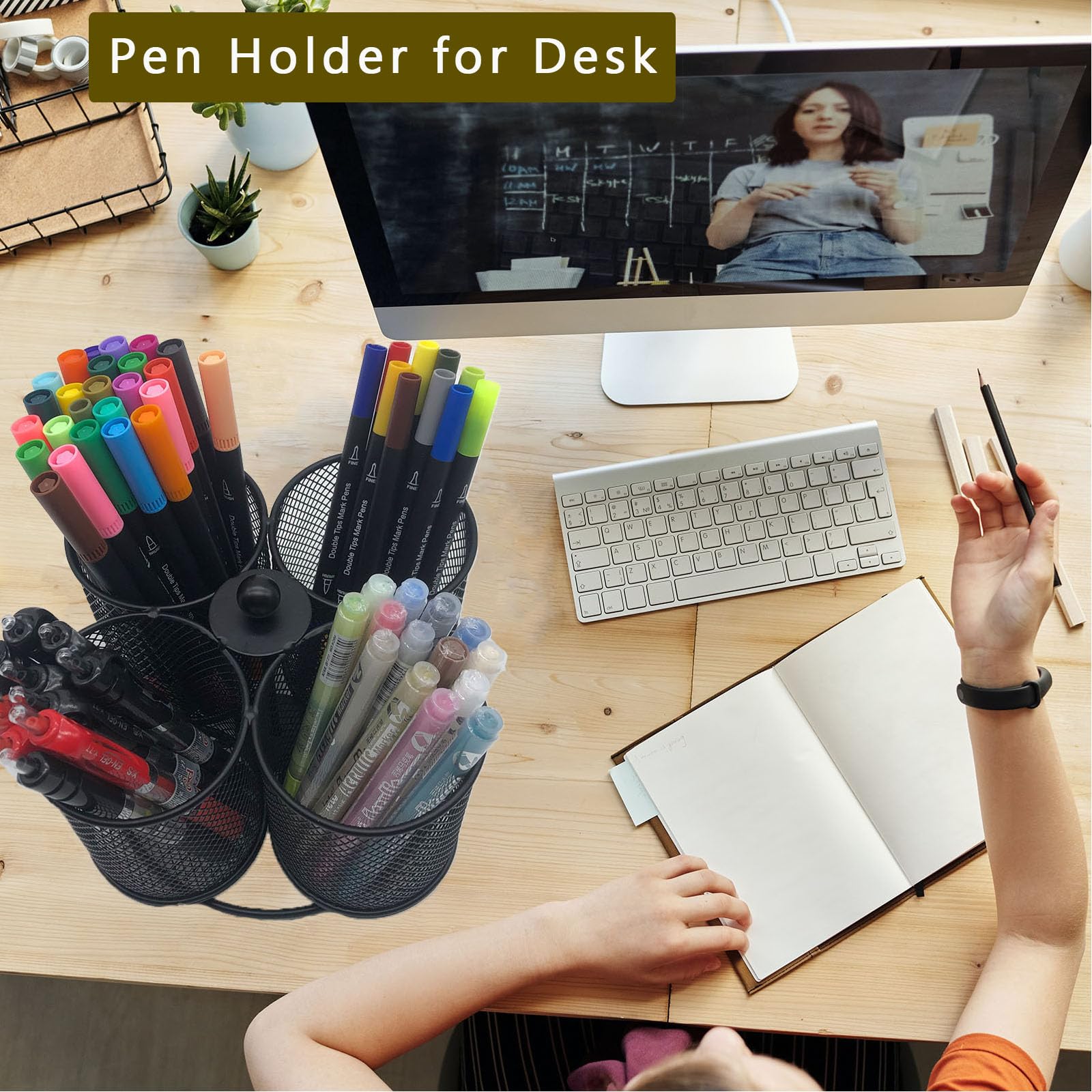 BESSKON 360° Rotating Kitchen Silverware Organizer,Utensil Organizer,4 Compartment Flatware Organizer,Countertop Utensil Holder for Spatula,Knives,Spoons and Forks,Counter Cutlery Caddy for Party