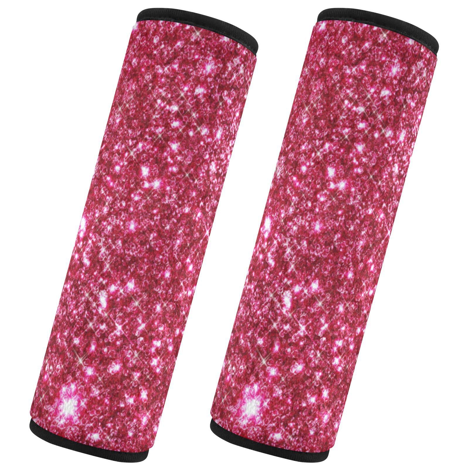 Lot De 2 Housses De Ceinture De Sécurité Brillantes - Taille S (16.5x16.5 Cm) - Rouge à Paillettes - Adulte/Enfant - 9