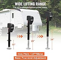 Vista 4 de VEVOR Gato eléctrico para remolque, capacidad de peso de 4000 libras, conector de lengüeta eléctrico de 9.84 a 33.85 pulgadas con cubierta