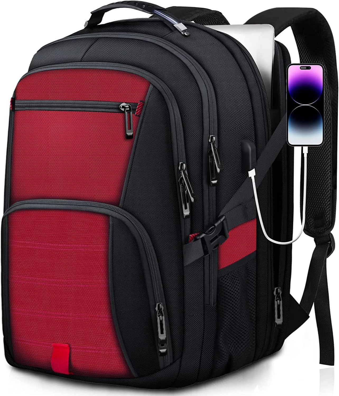ANTERK Extra Large Backpack, Travel Laptop Backpack, Sturdy TSA Water Resistant 17.3 Inch Carry on Backpacks with USB Port, Anti Theft Business Computer Backpacks Gifts for Men Women, Red