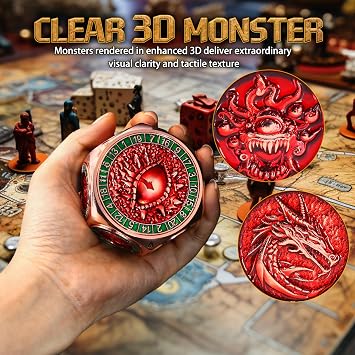 Colorful Light up Dice Set & Copper Red 8-in-1 Spinner DND Dice Set for DND Dungeons and Dragons Dice Set