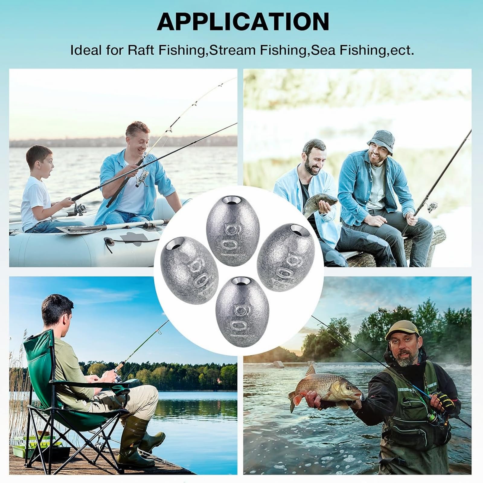 Plomos de Pesca de Primera Calidad - 20 Piezas de Plomos de Pesca Surfcasting, Equipo de Pesca Ideal para Todas Las Aguas