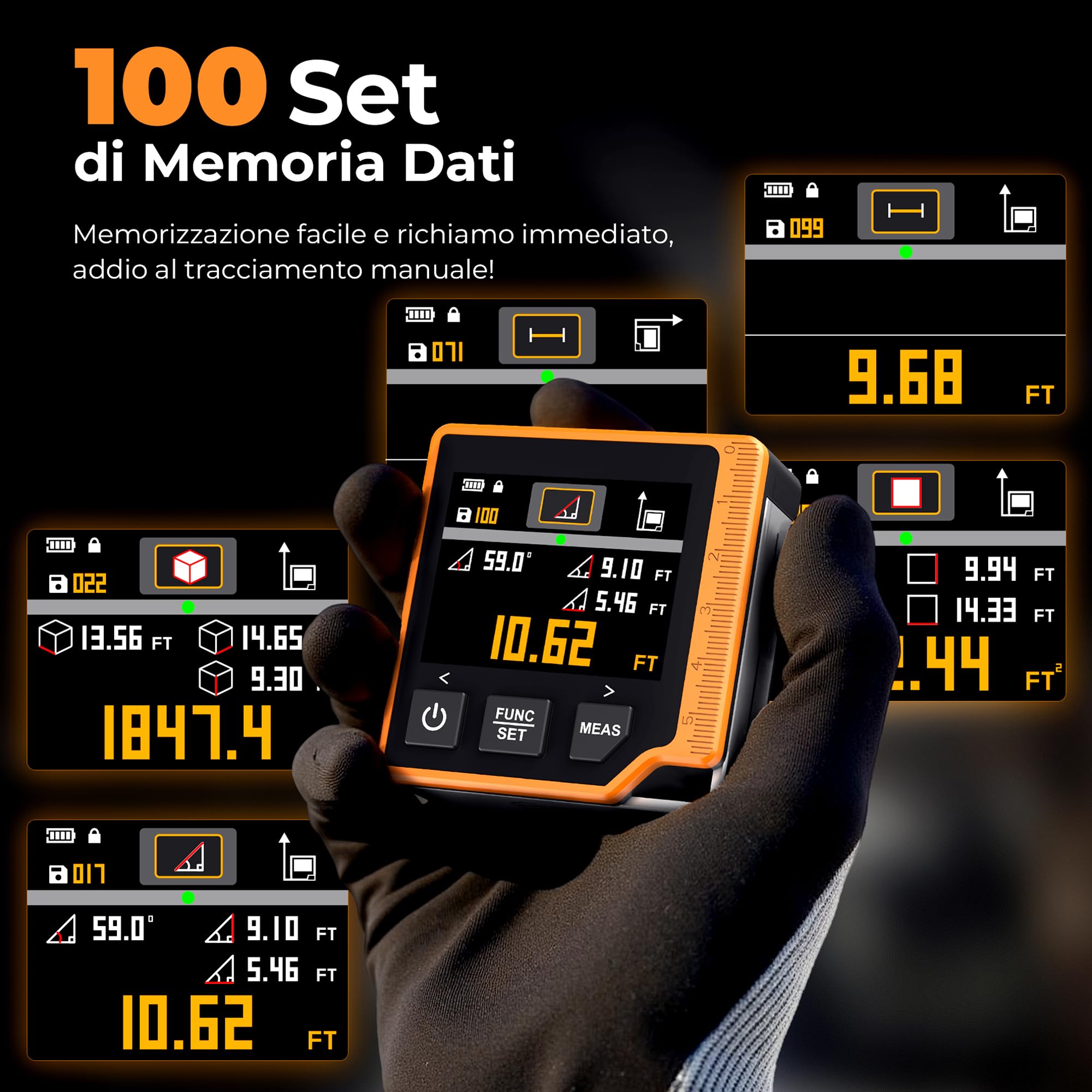CIGMAN Telemetro Laser Digitale 3 in 1 80M, Misuratore di Distanza con LCD Retroilluminato, Bolla Elettronica,Goniometro Digitale, Unità M/In/Ft, Metro Laser Digitale (CD80)