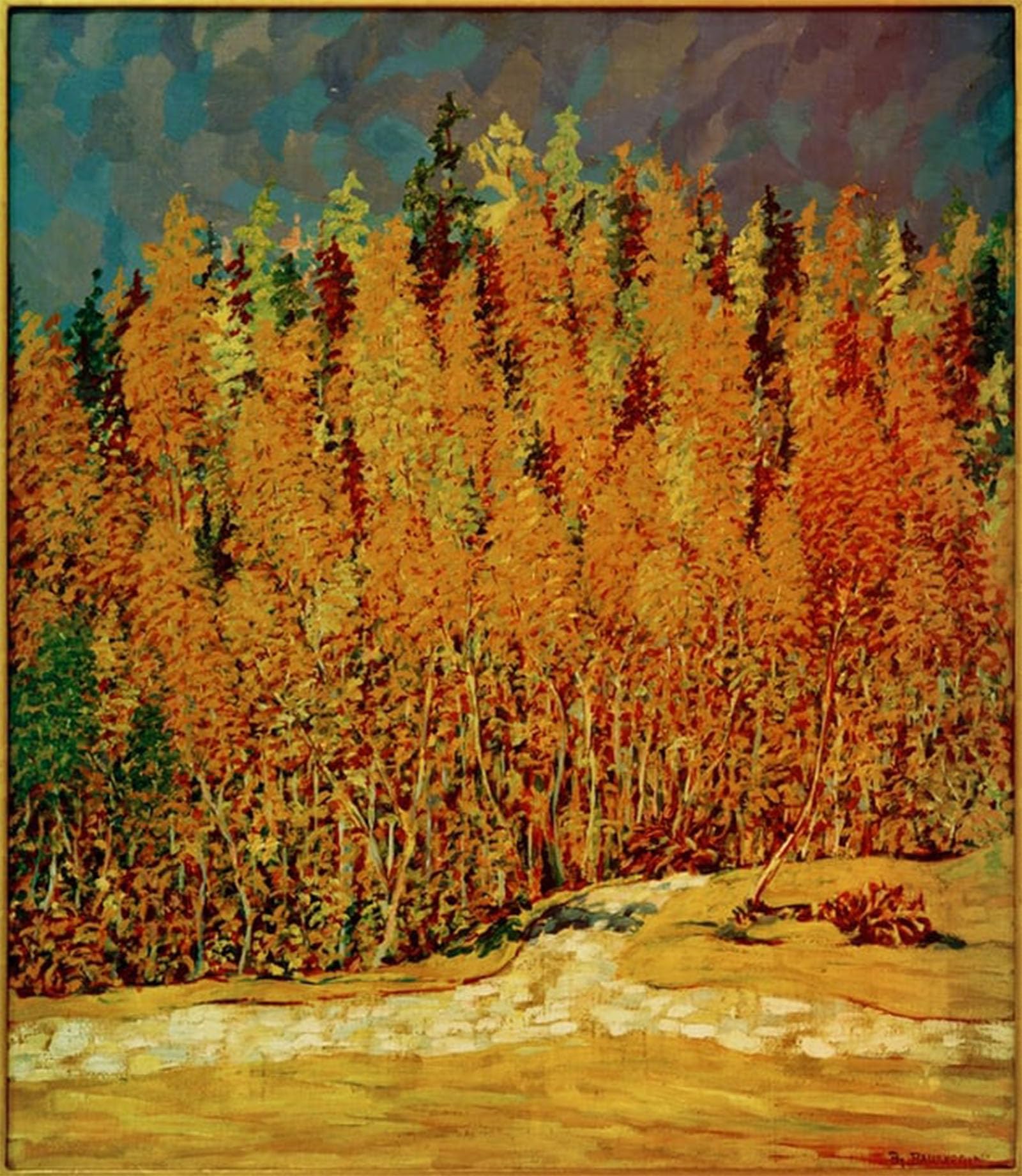 SERENDIPITP Abstract Painting Mural Print Picture Wall Decor Painting Herbstwald by Vintage Wall Artwork for Home Decor 60x90cm
