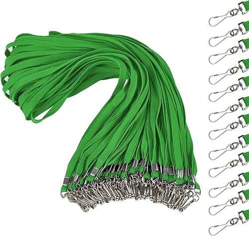 AMFLY Green Lanyard 100 Pack Bulk Lanyards for Id Badges,Name Tags or Badge Hold