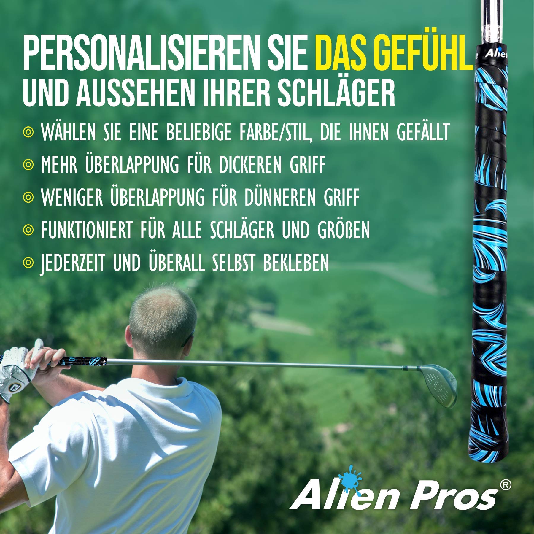 Alien Pros Golf Griffband - Innovative Grifflösung für Golfschläger - Genießen Sie EIN frisches, neues Griffgefühl in weniger als 1 Minute