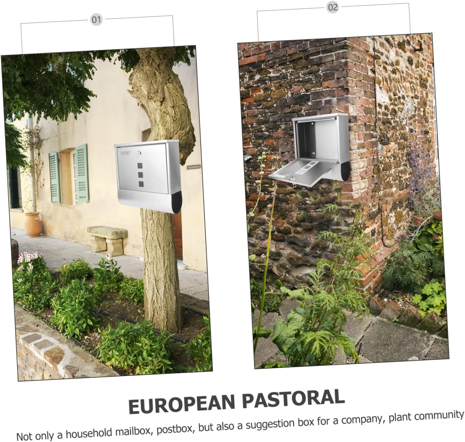 Mailbox for House Wall Mount Lockable Metal Mailbox Outdoor Enough for Envelopes and Documents