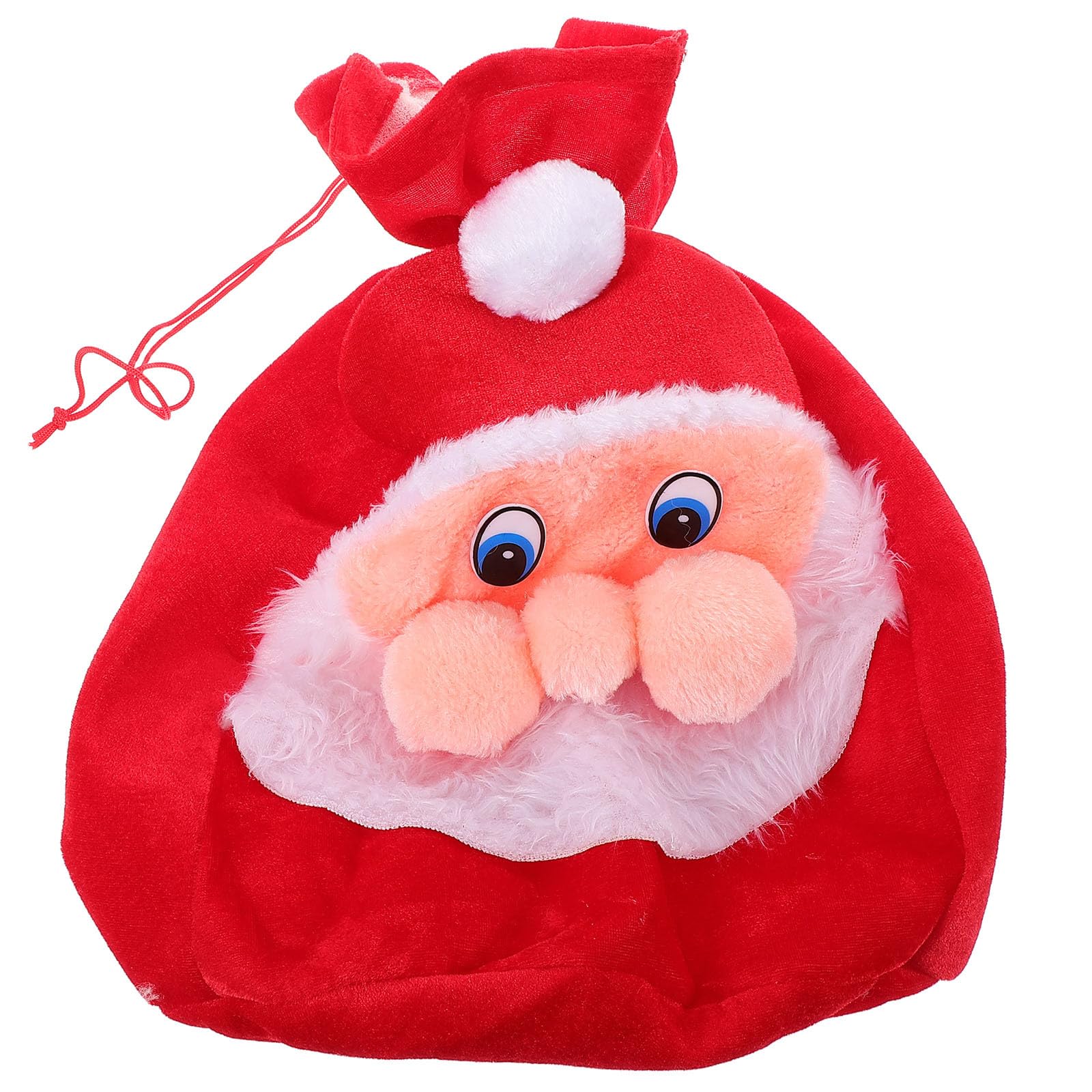 Toyvian Bolsa de Peluche de Papá Noel con Cordón Ajustable, Saco Rojo Navideño para Dulces de Fiestas, Accesorio de Disfraz Navideño para Guardar Paquetes Y Envolver Artículos de Fiesta.