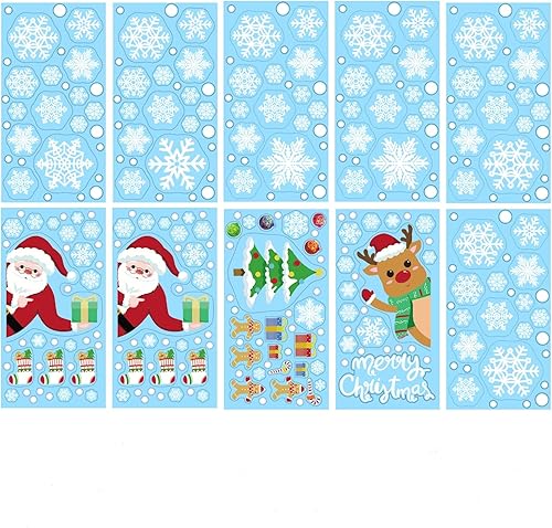 318 calcomanías de Navidad para ventana de copo de nieve decoraciones de Navidad suministros de fiesta de Navidad decoración del hogar ciervos Papá