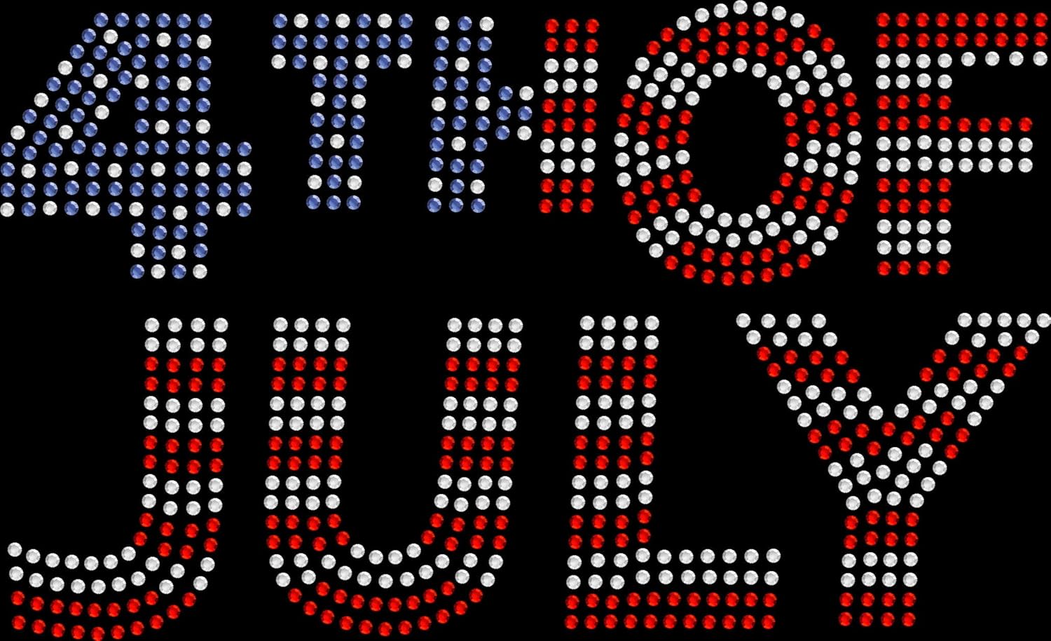 Rhinestone Bling Sparkle Iron On Transfer DIY 4th of July Flag Red White Blue