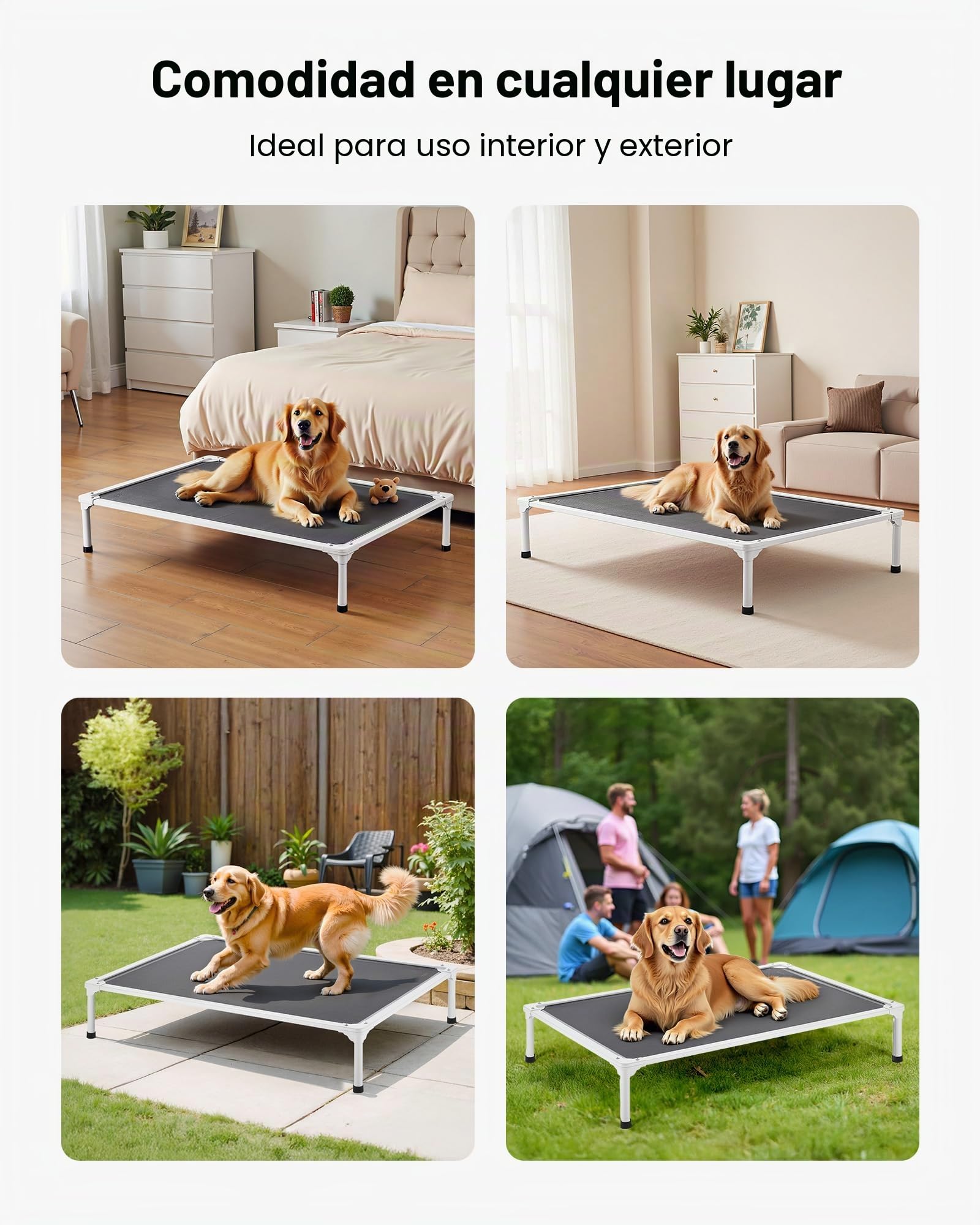 VEVOR Cama Elevada para Perros 1250 x 830 x 230 mm Estructura de Metal Malla Transpirable Cama para Mascotas Portátil Carga de 50 kg para Mantener Frescas a Las Mascotas Interior Exterior, Talla XL