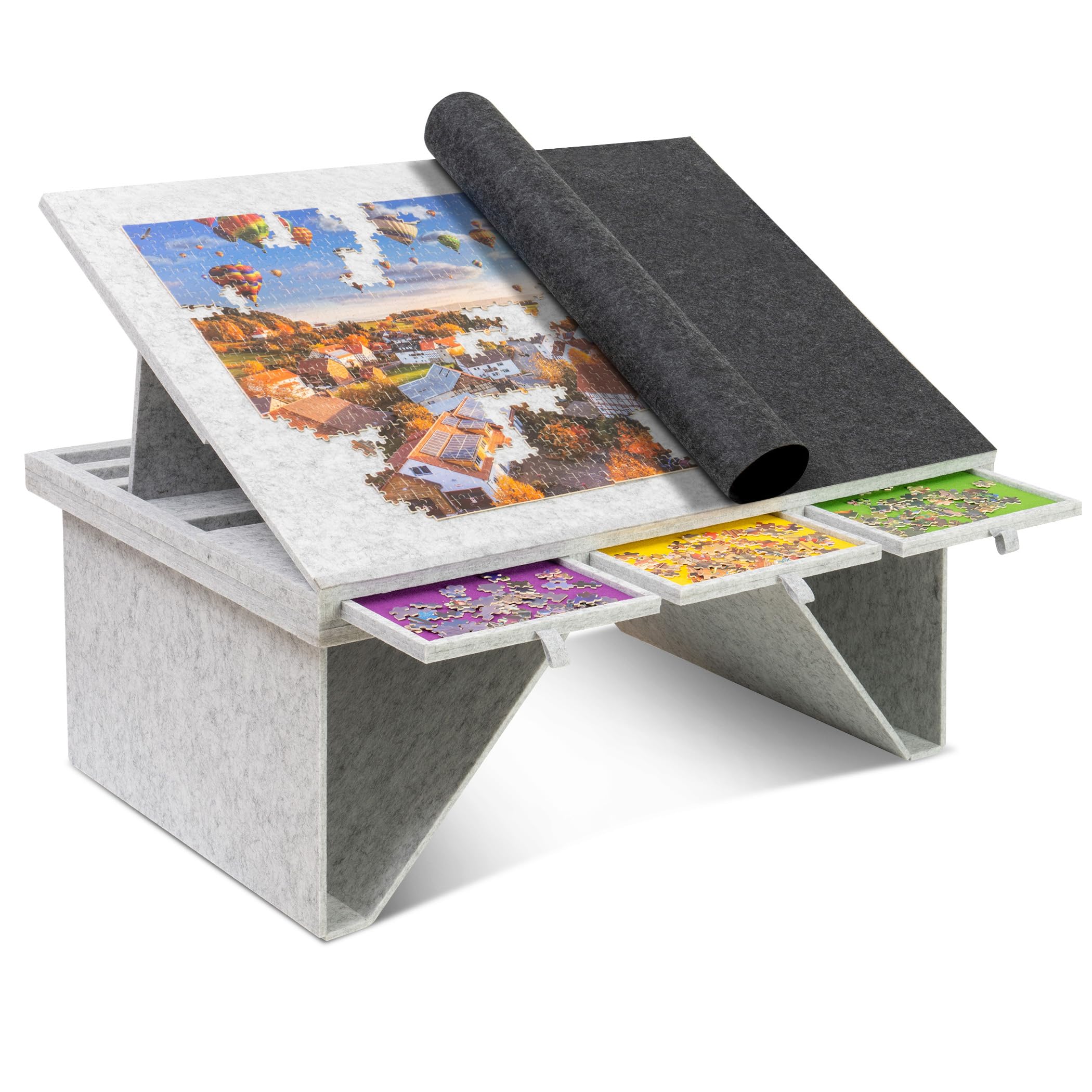 Becko Us Tilting Puzzle Table With Cover Mat