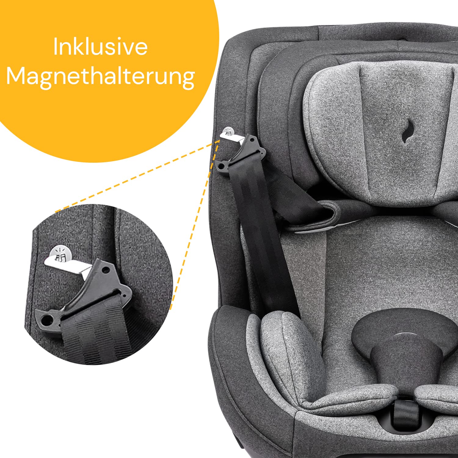 OSANN - Seggiolino Auto Girevole Flame 360 Isofix I-Size - 40-150 cm - Grigio - 14 Posizioni - Imbracatura a 5 punti, cintura a 3 punti, rivolto in avanti/rivolto all'indietro