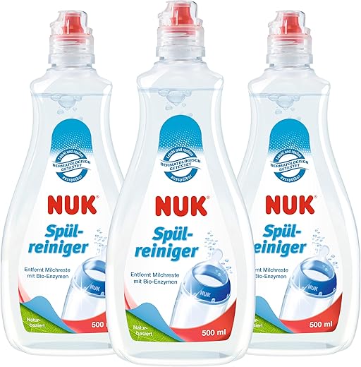 NUK Baby Bottle Cleanser | 500 ml | Perfecto para limpiar los biberones, las tetinas y los accesorios | Sin fragancia | pH neutro | 3 unidades