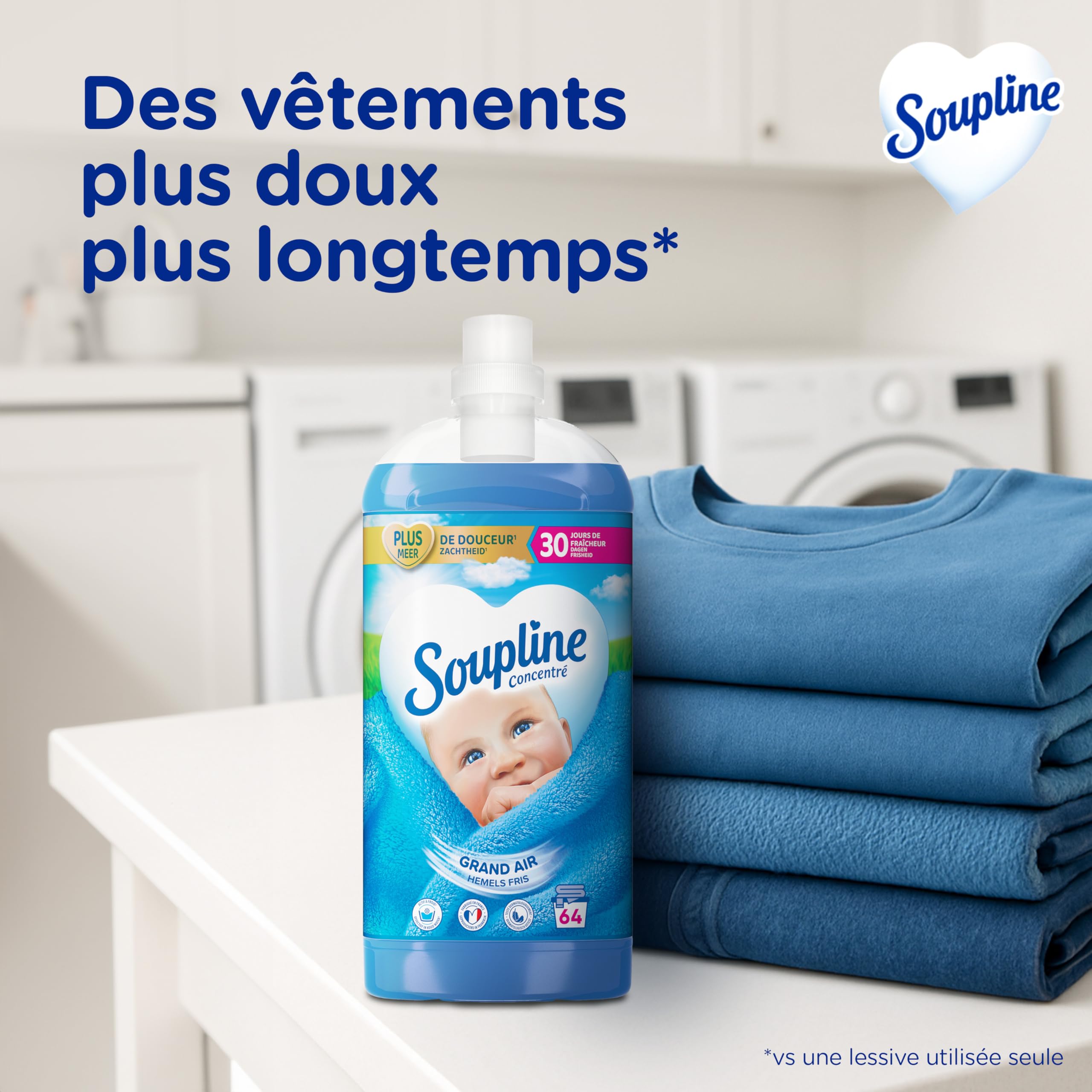 Soupline Grand Air 3D skoncentrowany środek zmiękczający do tkanin, płyn 3x1,35L