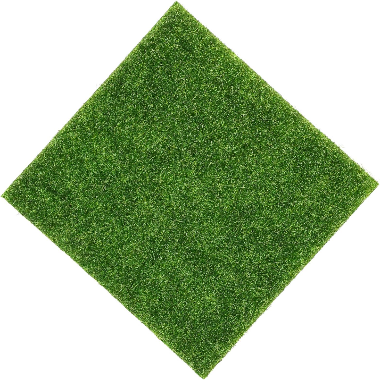 HOMSFOU Artificial Grass Mat 15x15cm Fake Turf Tile Decorative Lawn Moss Simulation Green Turf for Miniature Gardens and Ecological Bottle Landscaping