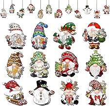 24 Pieces Christmas Wooden Gnome Ornaments Christmas Wood Gnome Decors Christmas Gnome Hanging Sign Gnome Ornaments Pendants with Ropes for Christmas Tree Home Decor