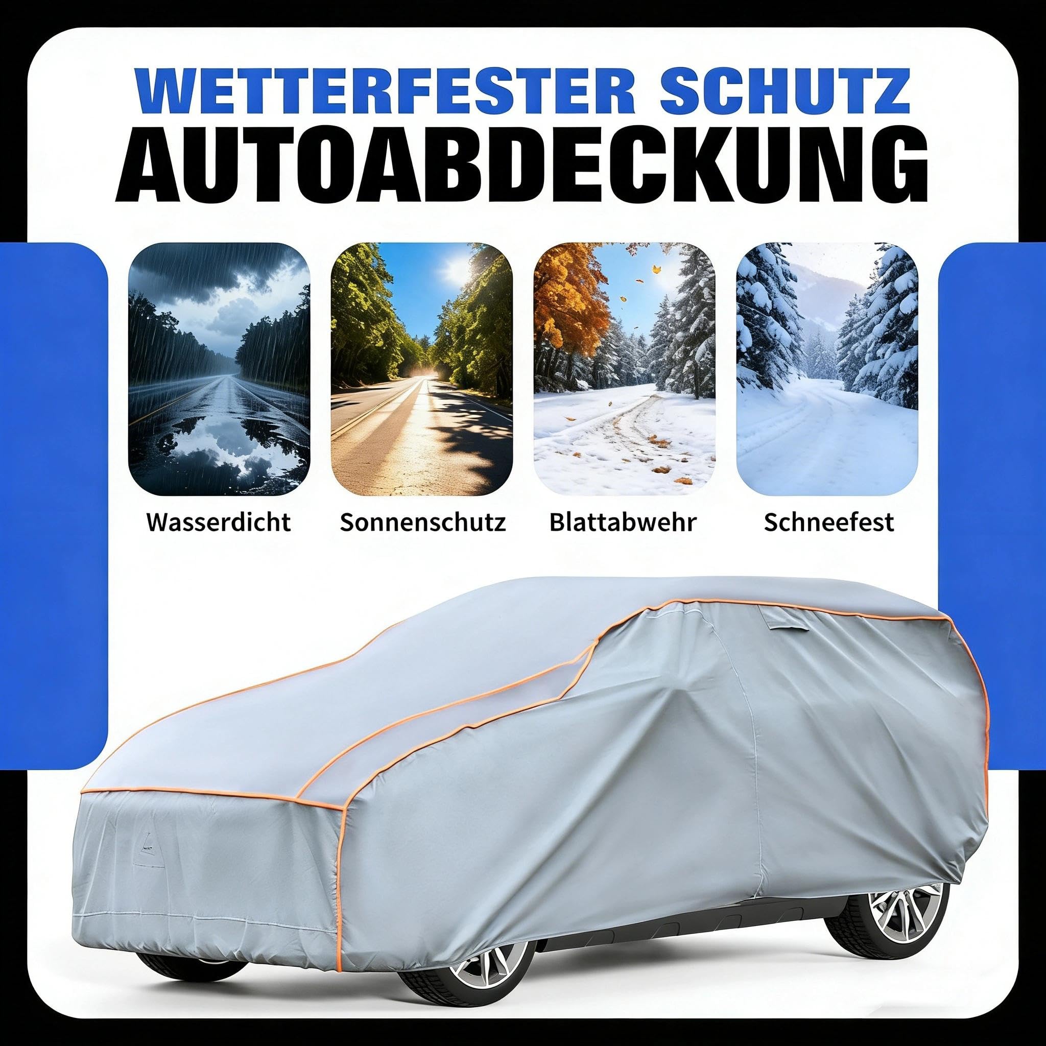 Hagelschutzplane, Auto Abdeckplane, Autogarage Für Draußen, wasserdichte Autoplane, Windfeste PKW Abdeckung, Lackschonende Hagelschutz Autoplane, SUV Hagelschutzgarage(SUV/ 450 - max. 480 cm Länge)