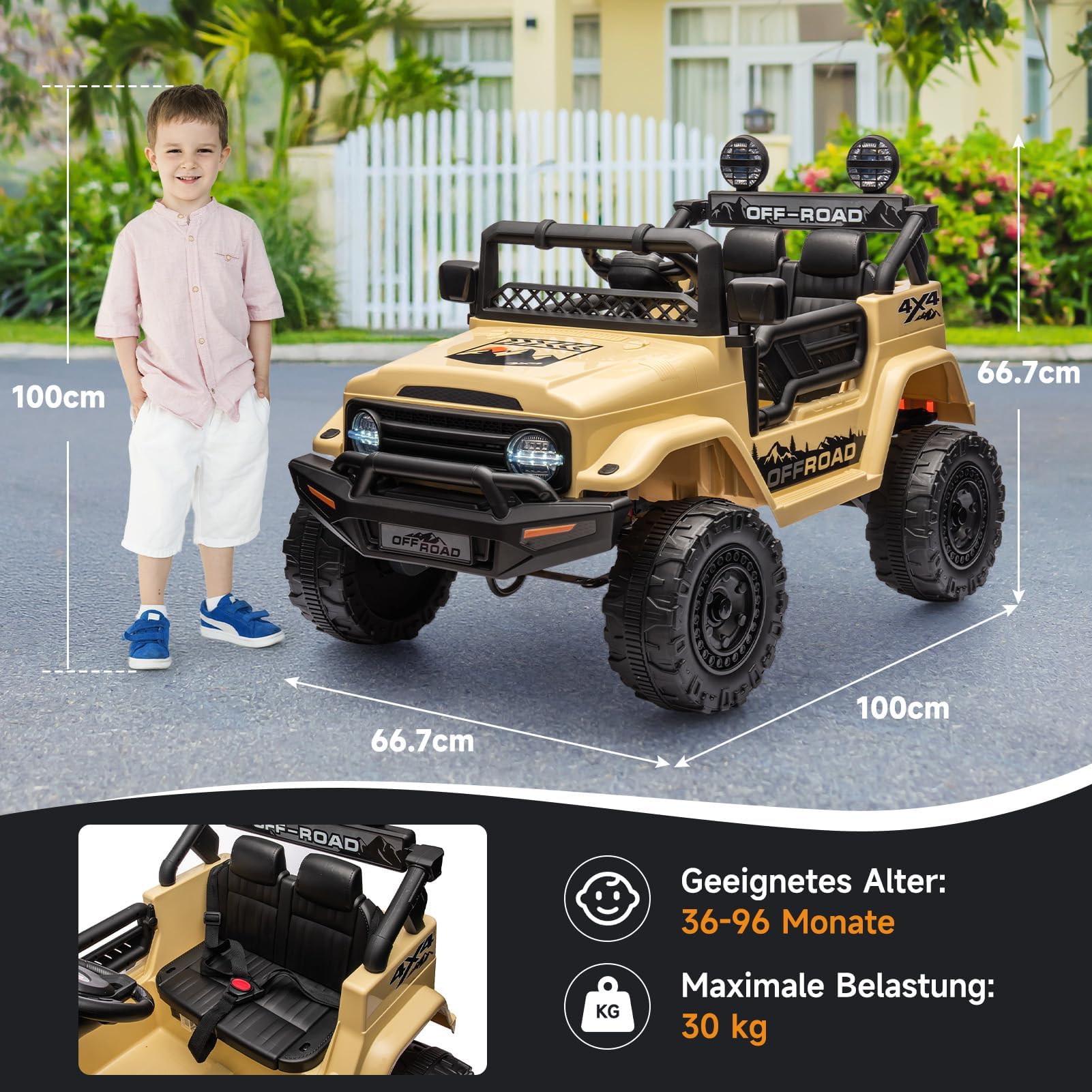 Garvee Auto Elettrica per Bambini 12V Fuoristrada