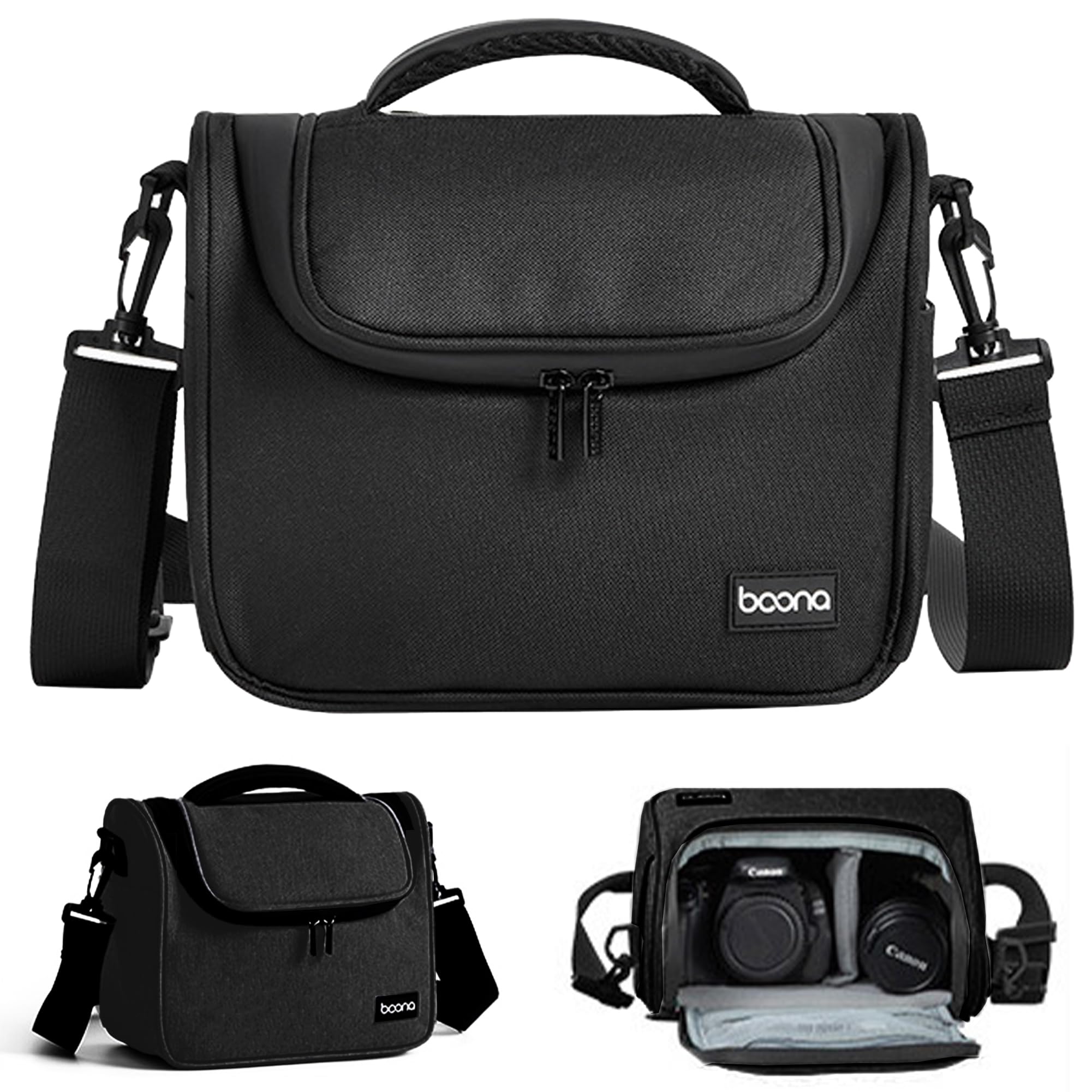 Sac Photo Professionnel Imperméable pour Appareil Photo Reflex/Numérique - Sac à Dos & Bandoulière Compatible Sony Alpha 7 III, Nikon, Étui Protecteur avec Porte-Accessoires (Noir, Petit)