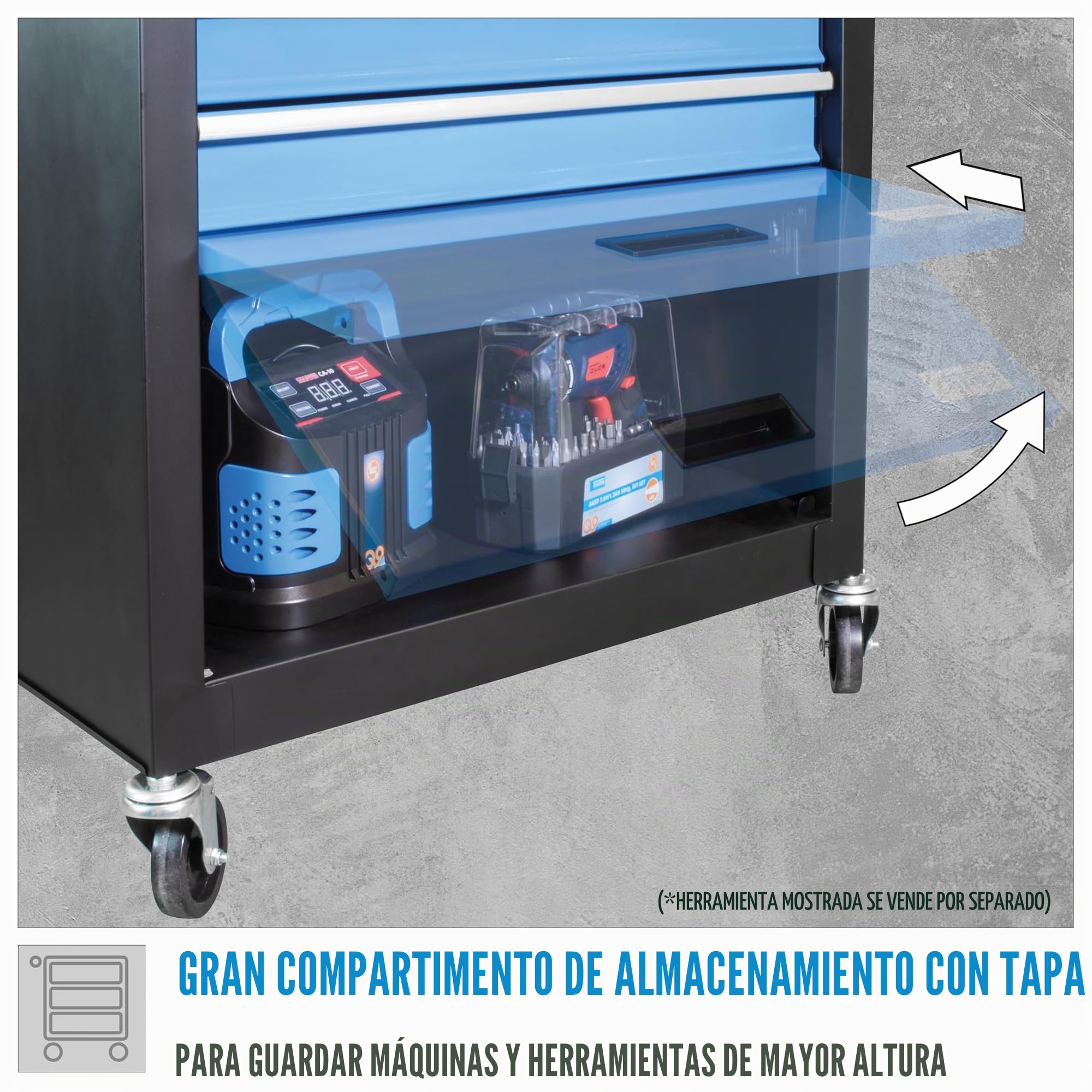 Güde 40879 GW 4.1 - Carro de Taller (4 cajones, soporta hasta 75 kg, Metal, Compacto), Color Azul