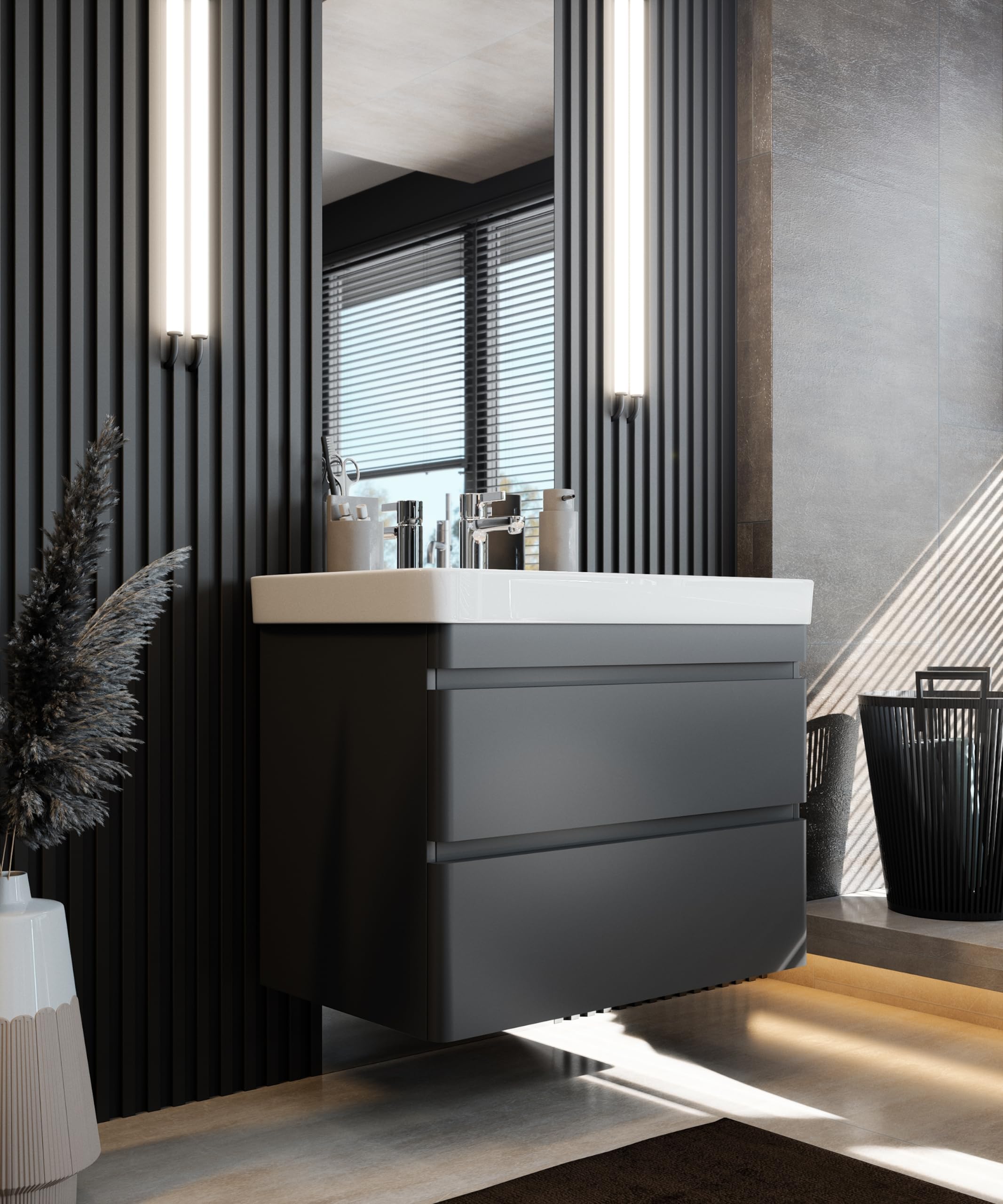 Newroom Waschtisch mit Unterschrank Anthrazit hängend inkl. Waschbecken