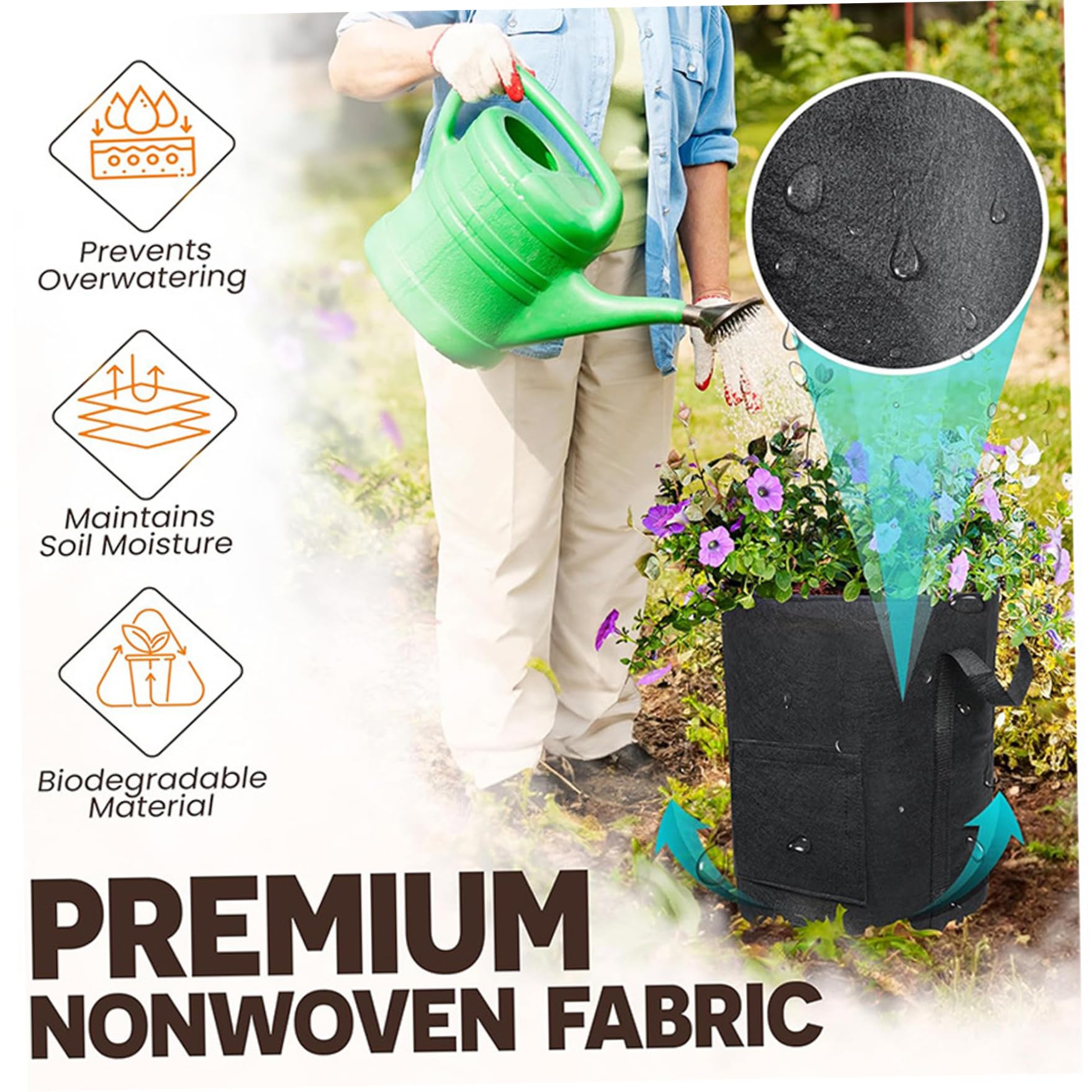 Sacs de Culture de 10 gallons | Sacs Culture 10 gallons, Conception à Double fenêtre avec Porte récolte améliorée, Sac Pommes Terre en Tissu Non tissé épais pour légumes pour Jardin in