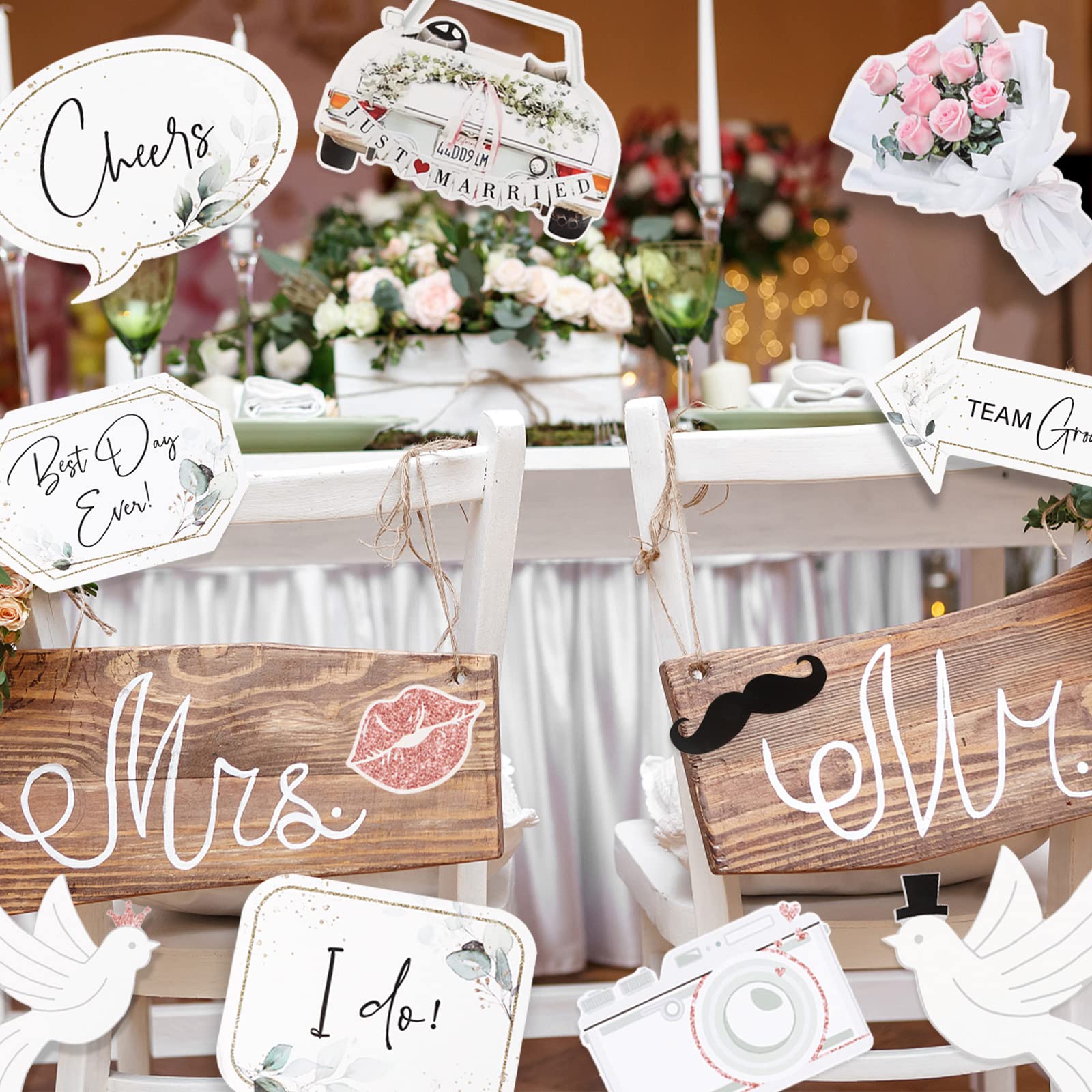 Set 25 Accessori Photo Booth Per Matrimoni E Addio Nubilato - Giochi Divertenti Fai Da Te - Foto 9