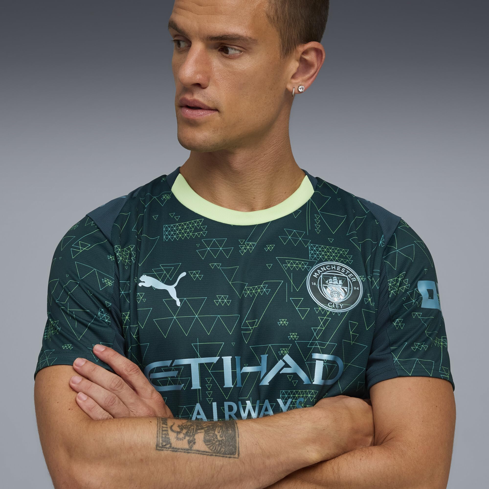 Manchester City FC 2025/26 męska replika czwartej koszulki piłkarskiej - zielony teren