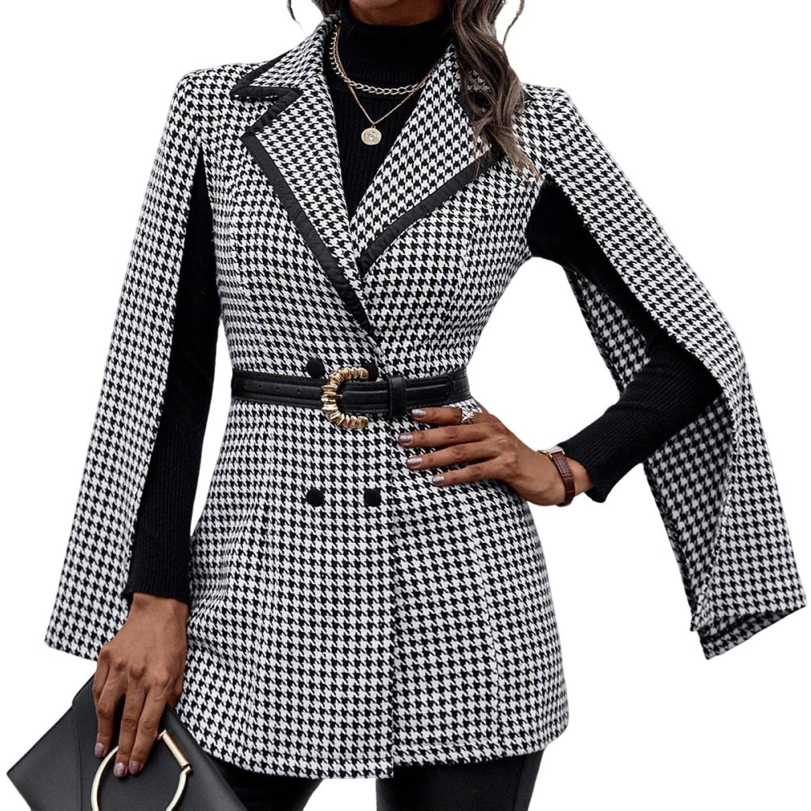 Womens Cape Blazer Split Long Sleeve Business Casual Open Front Work Office Fall Dressy Coats Suit Jacket