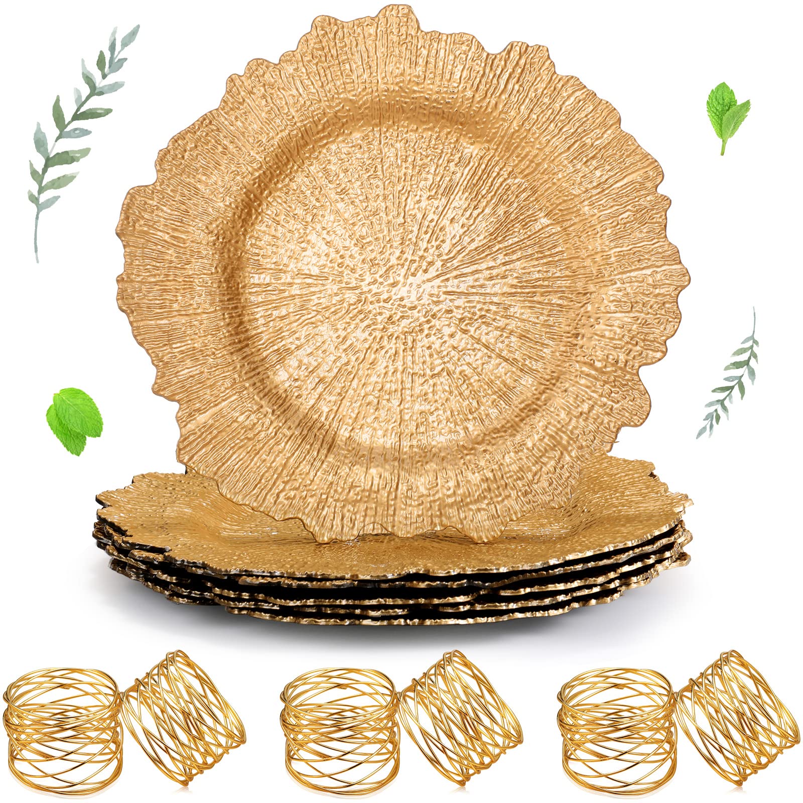 Potchen 6 Pieces Gold Charger Plates 