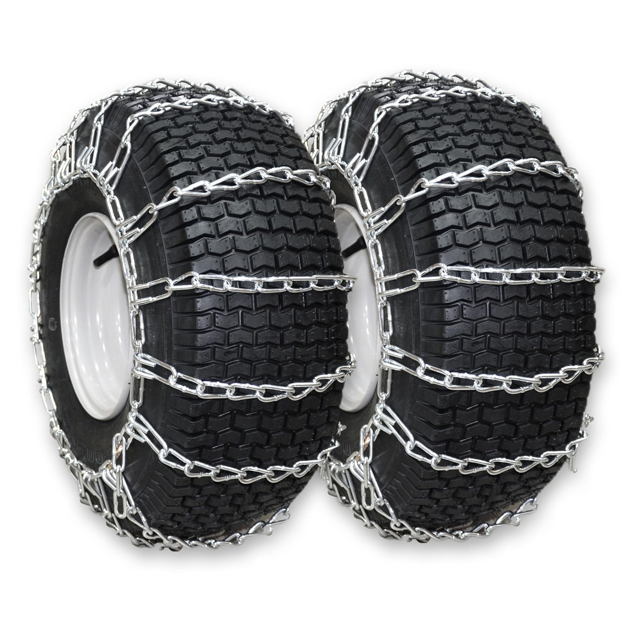OakTen Set of 2 Tire Chains 18x9.5x8 for Lawn Garden Tractors, Mowers, and Riders, 2-Link Design for Enhanced Traction