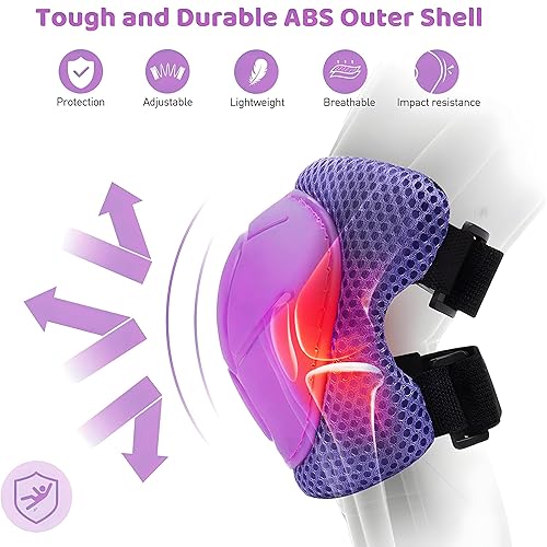Miniatura 2 de Inkidio Rodilleras para niños, juego de protección de unicornio, rodilleras y coderas con protector de muñeca para niñas y niños, patines en línea,